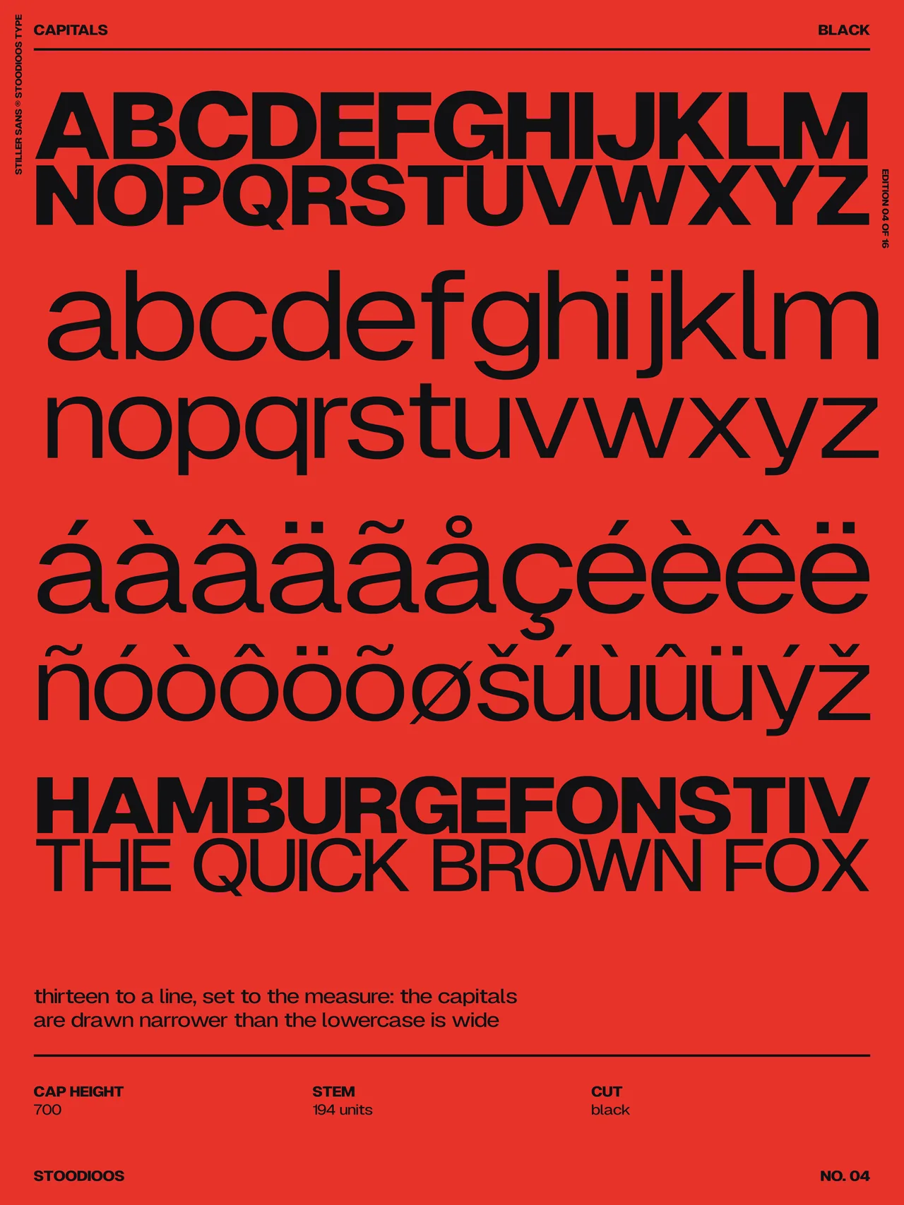 Stiller Sans specimen
